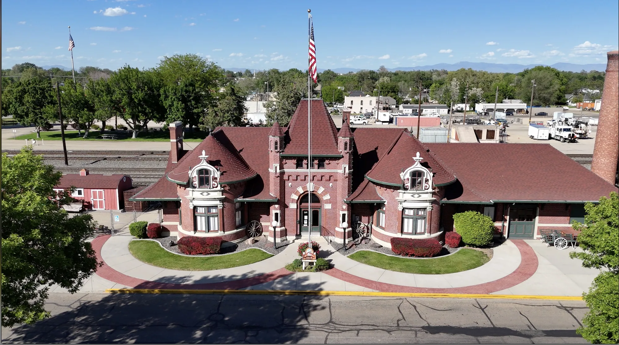Downtown Nampa, Idaho with the historic train depot